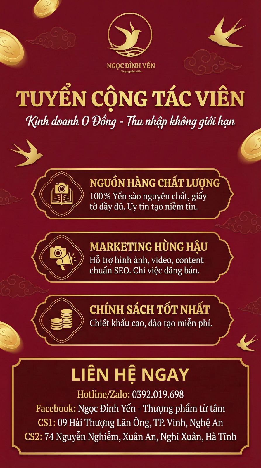 Poster tuyển cộng tác viên Ngọc Đỉnh Yến